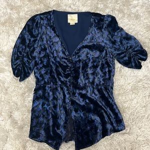 Blue velvet floral top